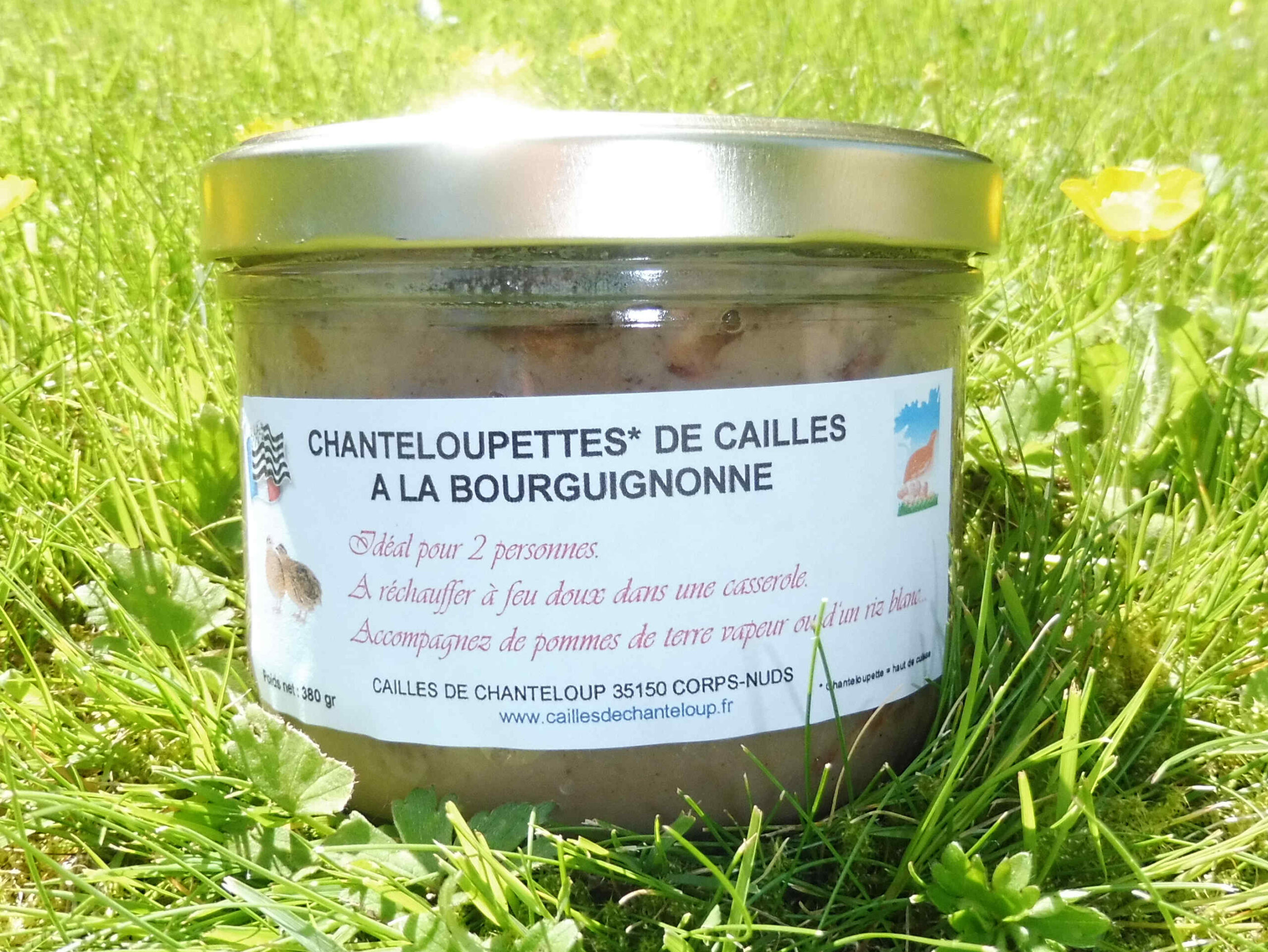 Verrine de chanteloupettes de caille Bourguignonne